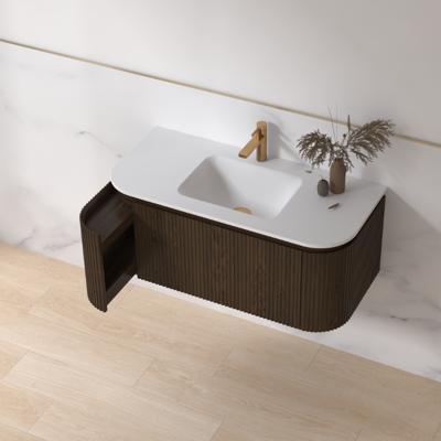 Badmeubelset Sanilux Eleganza 100 cm Keramiek 1 Kraangat Dark Walnut