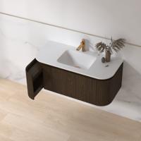 Badmeubelset Sanilux Eleganza 100 cm Keramiek 1 Kraangat Dark Walnut