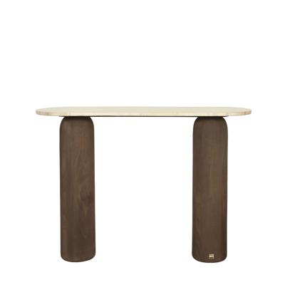 Liora Bruine Mangohouten Wandtafel Marmeren Blad Ovaal