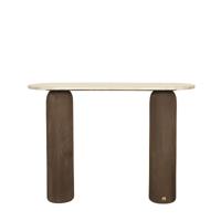 Liora Bruine Mangohouten Wandtafel Marmeren Blad Ovaal