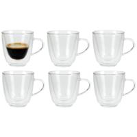 Set van 6x dubbelwandige koffie/espresso glazen 160 ml - transparant