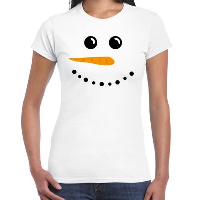 Sneeuwpop Kerst t-shirt wit voor dames Sneeuwpop Kerst t-shirt wit voor dames