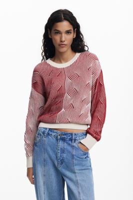Tweekleurige gebreide trui - RED - L