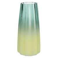 Bellatio Design Bloemenvaas - groen/geel - glas - D10 x H21 cm - Vazen - thumbnail
