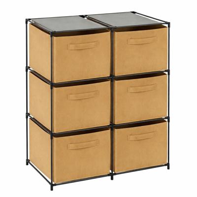 Kastmandjes/opberg mandjes - beige - 6x stuks van 29 Liter - In rekje van 68 x 98 cm