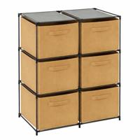 Kastmandjes/opberg mandjes - beige - 6x stuks van 29 Liter - In rekje van 68 x 98 cm