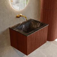 Badmeubel Mondiaz Kurve-Dlux | 60 cm cm | Meubelkleur Ruby | Wastafelkleur Lava | Solid surface | Wasbak midden spoelbak | Zonder kraangat(en)