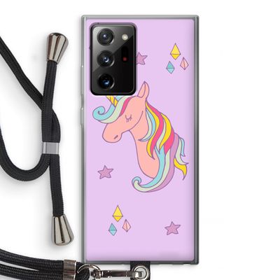 Roze eenhoorn: Samsung Galaxy Note 20 Ultra / Note 20 Ultra 5G Transparant Hoesje met koord