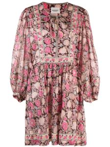 MARANT ÉTOILE robe courte fleurie à manches longues - Rose