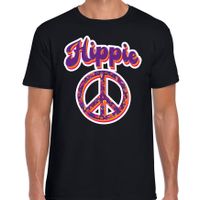 Hippie t-shirt zwart voor heren  2XL  - - thumbnail