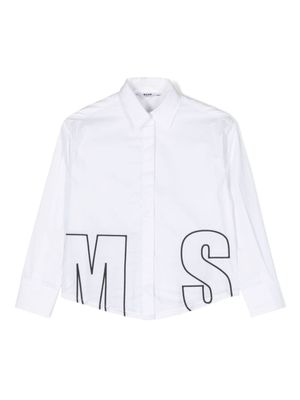 MSGM Kids chemise en coton à logo brodé - Blanc