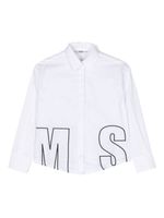 MSGM Kids chemise en coton à logo brodé - Blanc