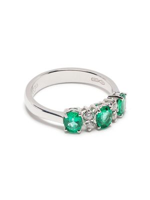 LEO PIZZO bague Eternity en or blanc 18ct ornée d'émeraudes - Argent
