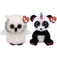 Ty - Knuffel - Beanie Buddy - Austin Owl & Paris Panda