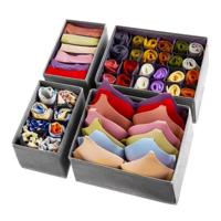 Ruhhy lade Organizer - set van 4x stuks - grijs - opbergmanden - opvouwbaar