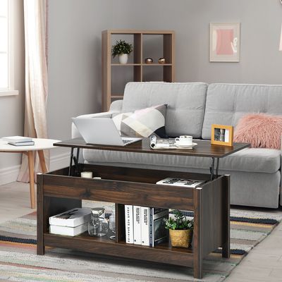 Bovenkant Optillen Salontafel Moderne Hef Tafelblad Opslag Koffietafel Multifunctionele Accent Meubilair Bruin/Zwart//Eiken/Wit