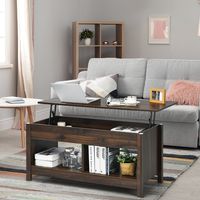 Bovenkant Optillen Salontafel Moderne Hef Tafelblad Opslag Koffietafel Multifunctionele Accent Meubilair Bruin/Zwart//Eiken/Wit