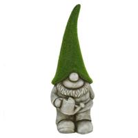 Tuinkabouter beeldje - Dwarf Ukkie - Polystone - grasgroene muts - 48 cm