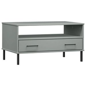 The Living Store OSLO Salontafel - Houten - Grijs - 85 x 50 x 45 cm - Met 1 lade