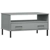 The Living Store OSLO Salontafel - Houten - Grijs - 85 x 50 x 45 cm - Met 1 lade