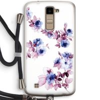 Waterverf bloemen: LG K10 (2016) Transparant Hoesje met koord