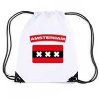 Amsterdam nylon rugzak wit met Amsterdamse vlag - thumbnail
