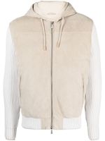 Eleventy suede-panels hooded bomber jacket - Tons neutres