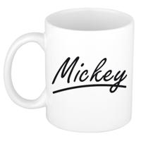 Mickey Naam koffiemok - beker - met sierlijke letters - wit - 300 ml - Cadeau - Heren