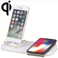 USB naar 3 in 1 (8 Pin + Micro USB + USB-C / Type-C) dok lader Desktop Data Sync Stand Station houder opladen met de Qi Wireless Charger & USB-kabel