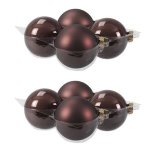 8x stuks glazen kerstballen donkerbruin (chestnut) 10 cm mat/glans - Kerstbal