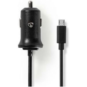 Auto-oplader | 2,4 A | Vaste kabel | micro-USB | Zwart