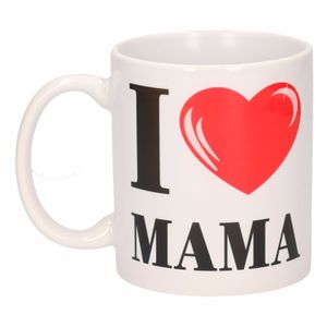I Love Mama beker / mok in blokletters met glanzend hartje 300 ml   -