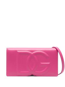 Dolce & Gabbana sac à bandoulière en cuir à logo embossé - Rose