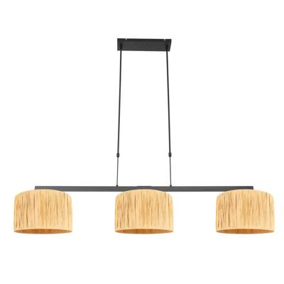 Steinhauer 3-lichts hanglampStang zwart met strokleur kappen - 3744ZW