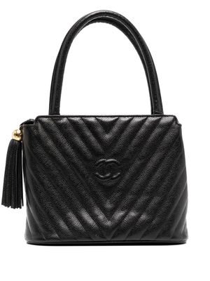 CHANEL Pre-Owned sac à main à coutures contrastantes (1992) - Noir