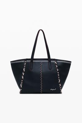 Grote shopper tas met stiksels - BLACK - U