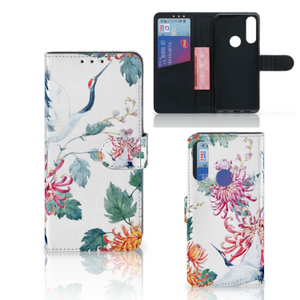 Alcatel 1S 2020 Telefoonhoesje met Pasjes Bird Flowers