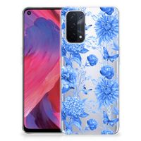 TPU Case voor OPPO A74 5G | A54 5G Flowers Blue - thumbnail