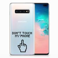 Samsung Galaxy S10 Plus Silicone-hoesje Finger Don't Touch My Phone - thumbnail