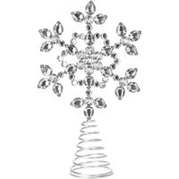 Kerstboom piek - ster vorm - zilver met steentjes - H26 cm