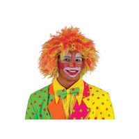 Neon fel gekleurde clownspruik verkleed accessoire volwassenen - thumbnail