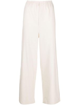 Baserange pantalon palazzo en soie à taille élastiquée - Blanc