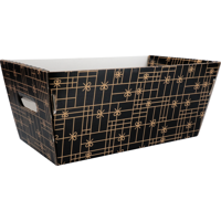Mand, golfkarton, 366x188x175mm, rechthoekig, zwart/goud 10 stuks