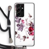 Mooie bloemen: Samsung Galaxy S21 Ultra Transparant Hoesje met koord