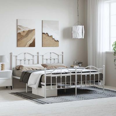 Bedframe met hoofd- en voeteneinde metaal wit 183x213 cm