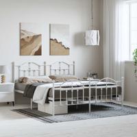 Bedframe met hoofd- en voeteneinde metaal wit 183x213 cm - thumbnail