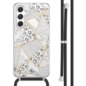 Samsung Galaxy A54 hoesje met koord - Stone & leopard