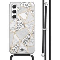 Samsung Galaxy A54 hoesje met koord - Stone & leopard