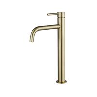 Fortifura Calvi Slim Wastafelkraan - 32cm - verhoogd - opbouw - Geborsteld Messing PVD (Goud) SW720546