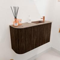 Toiletmeubel Mondiaz Joya Dlux | 71.6 cm | Meubelkleur Walnut | Faye wastafel Arena Wasbak Rechts | 1 kraangat